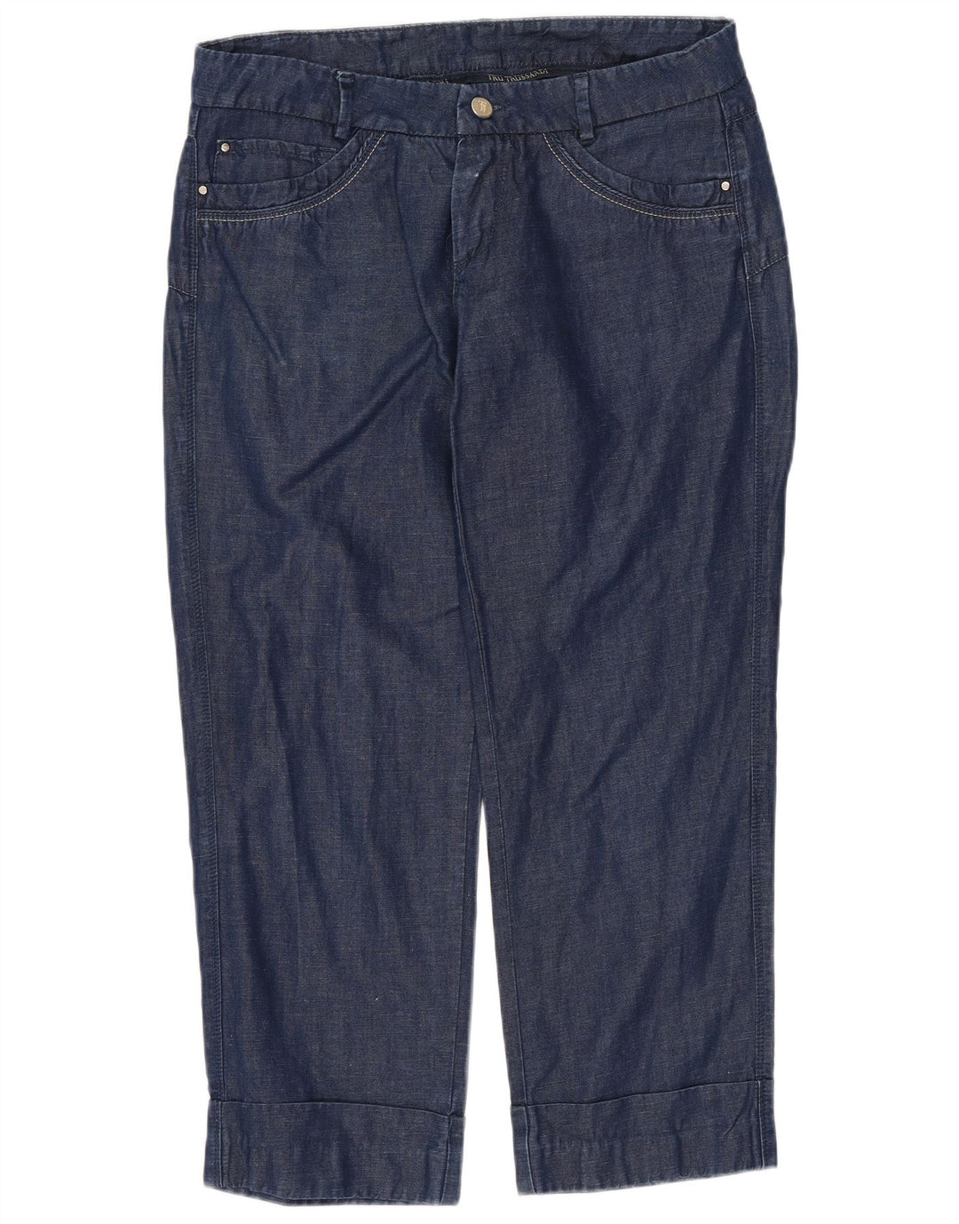 Jeans Cropped Donna TRUSSARDI W26 L24 Blu Navy Cotone