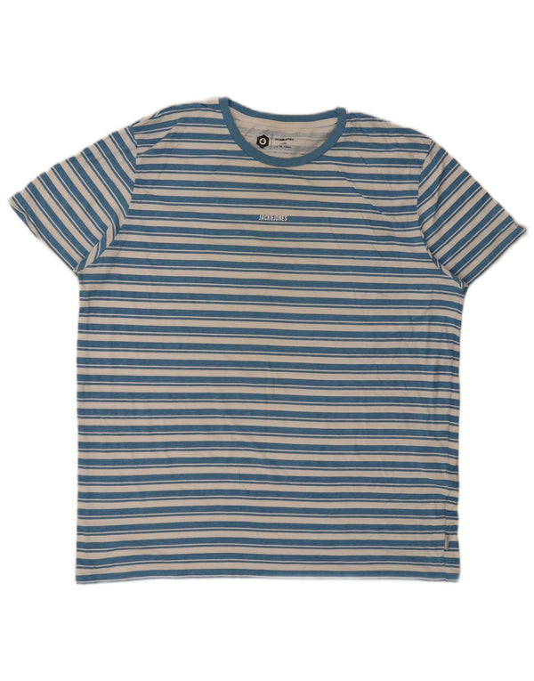 T-shirt da uomo Jack & Jones Top 2XL cotone a righe blu