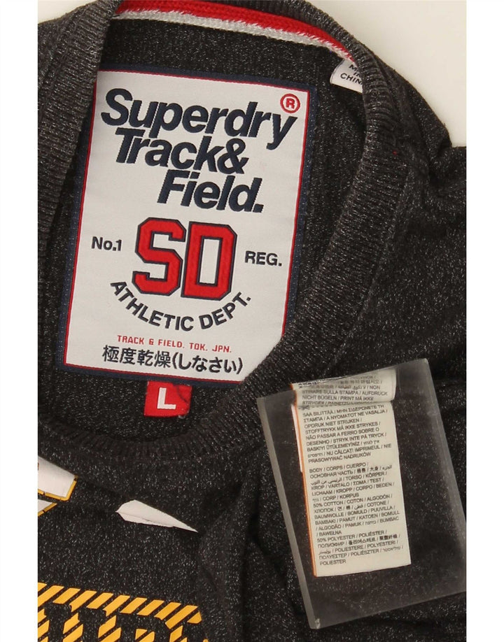 T-shirt grafica da uomo Superdry Top grande in cotone grigio
