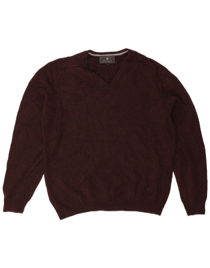 Maglione da uomo con scollo a V Marks & Spencer in lana bordeaux media