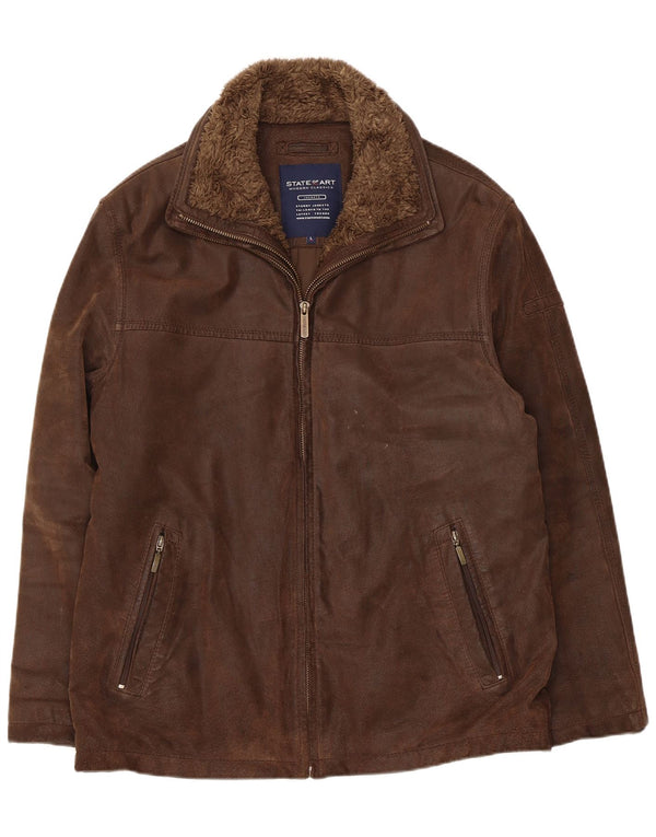 Giacca in pelle da uomo State of Art UK 40 Large Marrone