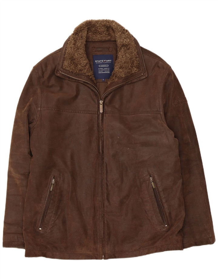 Giacca in pelle da uomo State of Art UK 40 Large Marrone