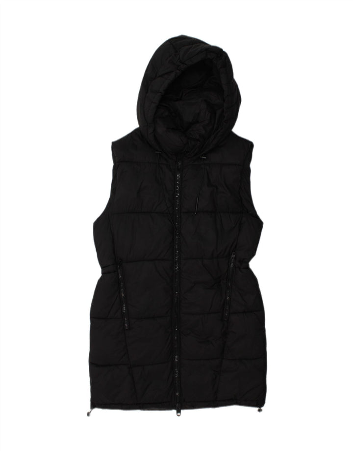 ZARA Womens Hooded Padded Gilet UK 10 Small Black Polyester Vintage Zara and Second-Hand Zara from Messina Hembry 