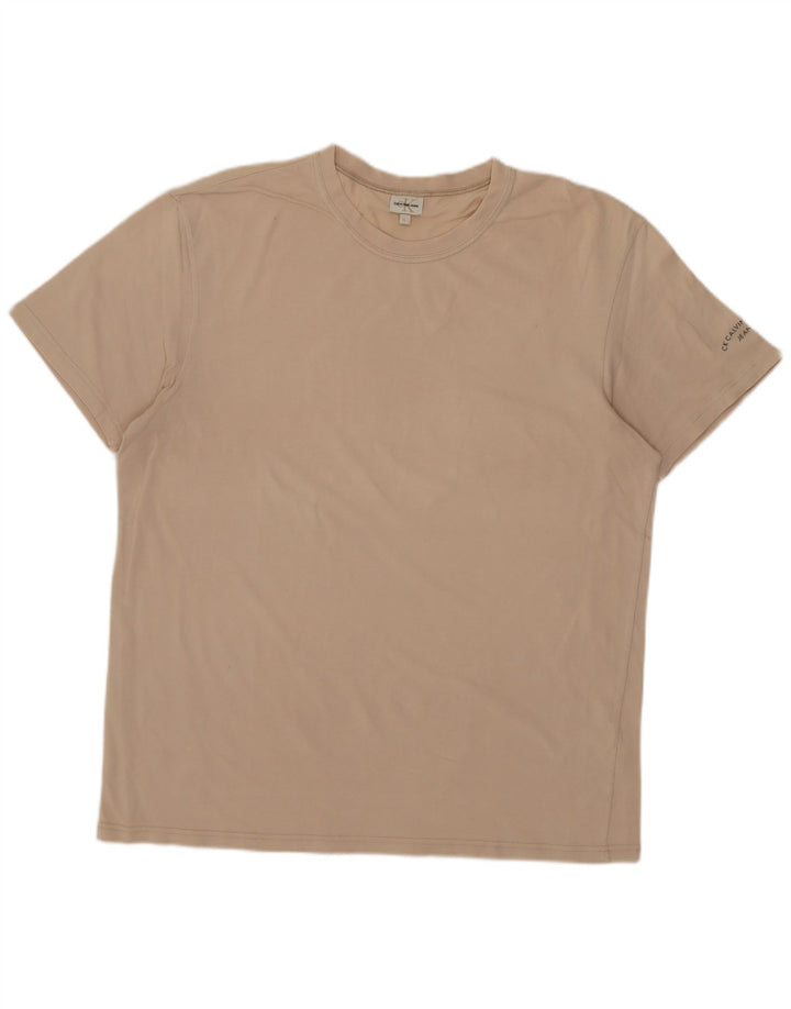 CALVIN KLEIN JEANS T-shirt da uomo Top Large in cotone beige