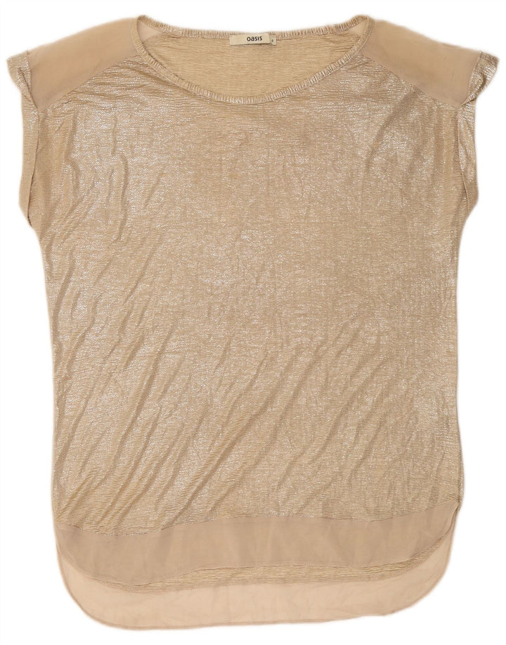 OASIS Camicetta oversize da donna con linea lunga Top UK 10 Small Poliestere dorato