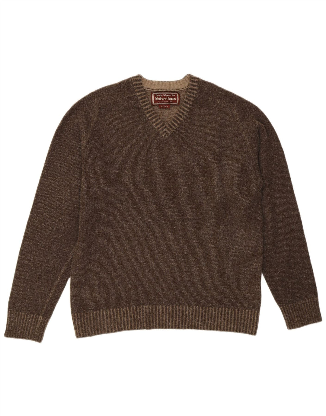 Marlboro Classics Maglione da donna con scollo a V UK 14 Lana marrone medio