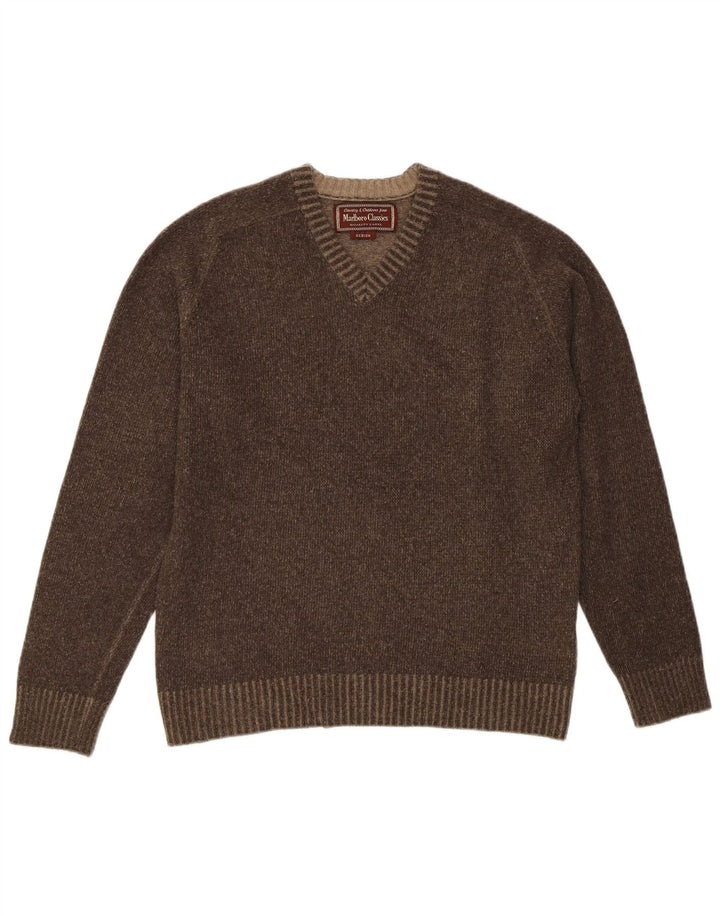Marlboro Classics Maglione da donna con scollo a V UK 14 Lana marrone medio
