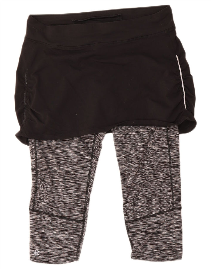 ATHLETA Womens Skort Capri Leggings UK 18 XL Black Colourblock Polyester