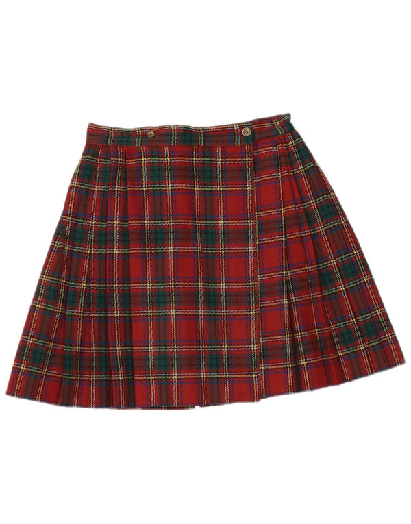 Nantucket Island Womens Mini Wrap Skirt IT 40 Small W26 Red Check Wool