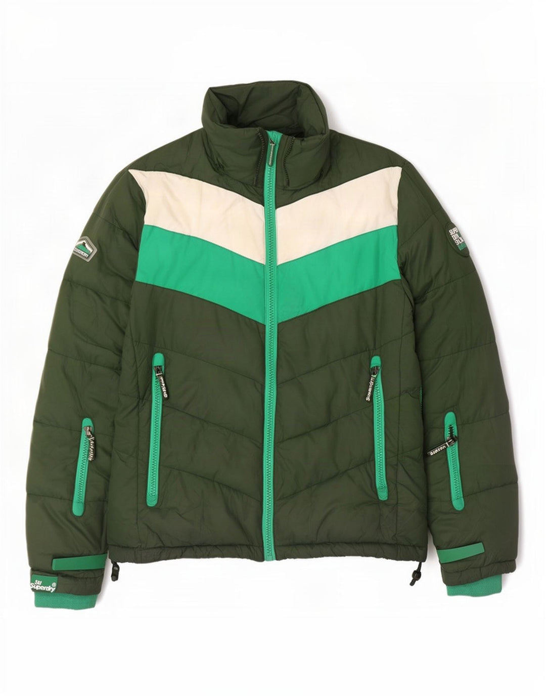 Giacca imbottita da uomo Superdry UK 40 Large Verde Colourblock Poliestere