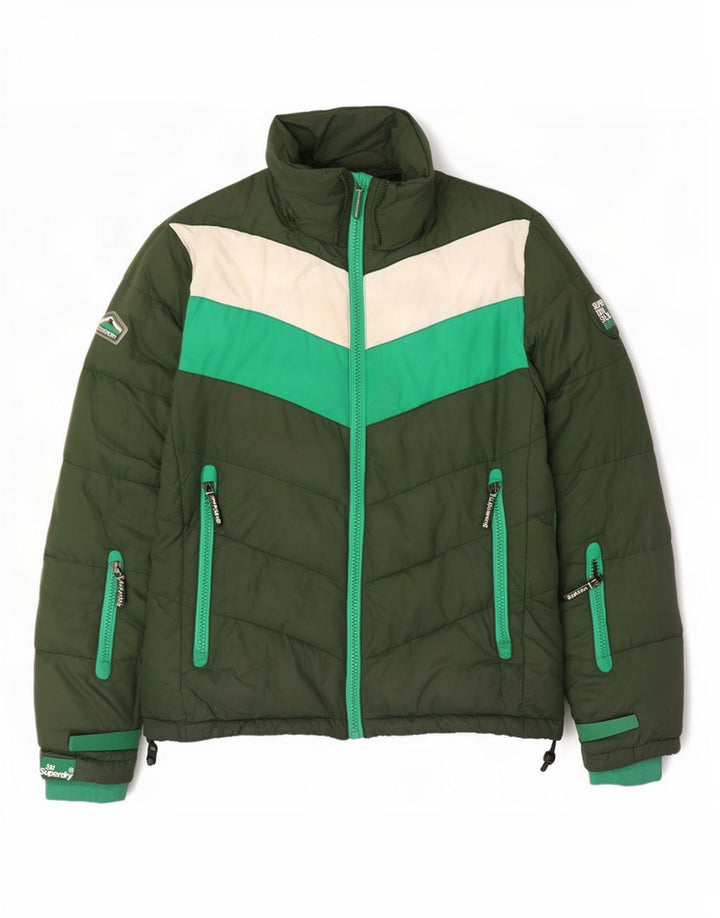 Giacca imbottita da uomo Superdry UK 40 Large Verde Colourblock Poliestere