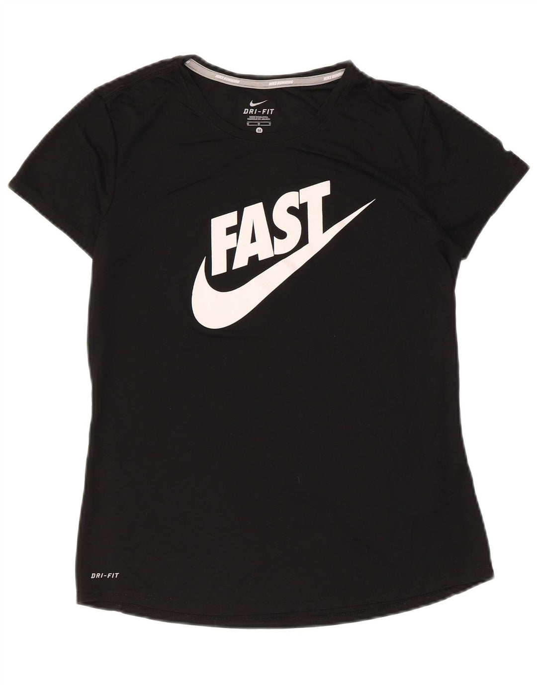 T-shirt grafica da donna Nike Dri Fit Top UK 12 medio nero poliestere