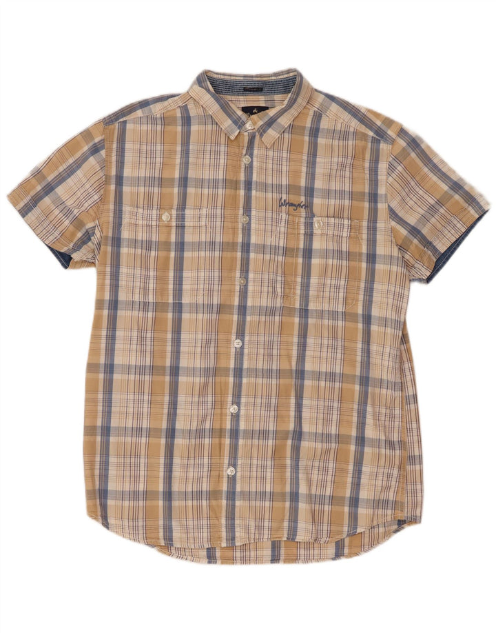 Camicia Wrangler da uomo a maniche corte, vestibilità regolare, grande cotone a quadri beige