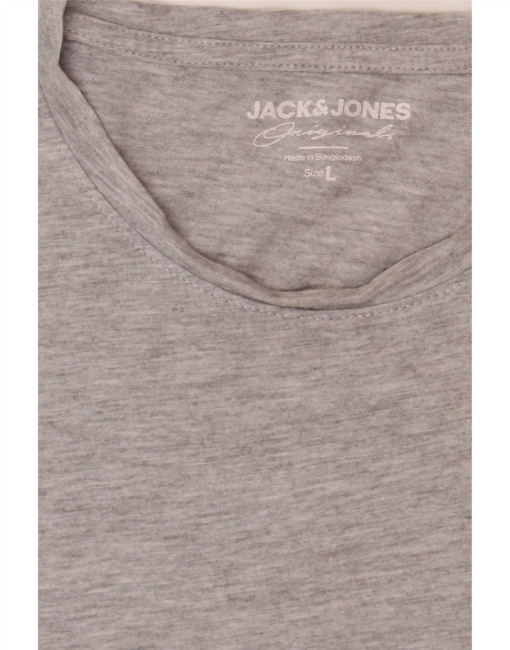 JACK & JONES Mens T-Shirt Top Large Grey Cotton Vintage Jack & Jones and Second-Hand Jack & Jones from Messina Hembry 