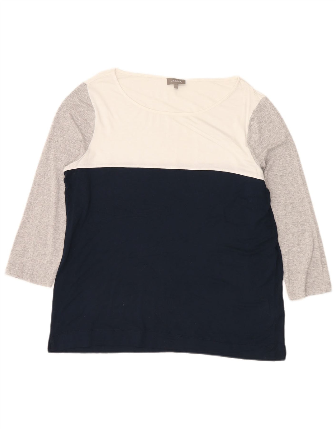 Jaeger Top da donna manica 3/4 UK 16 Large in viscosa color block multicolore