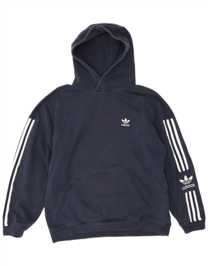 Felpa con cappuccio grafica da uomo Adidas media blu navy