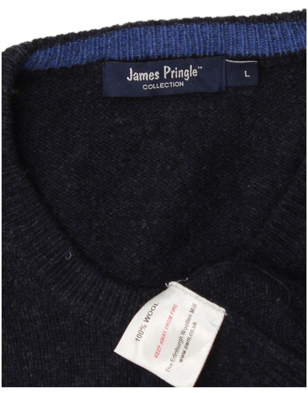 JAMES PRINGLE Maglione maglione girocollo da uomo grande lana blu navy