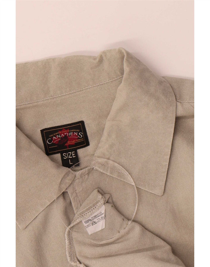 Camicia a maniche corte da uomo Canadiens Large in cotone grigio