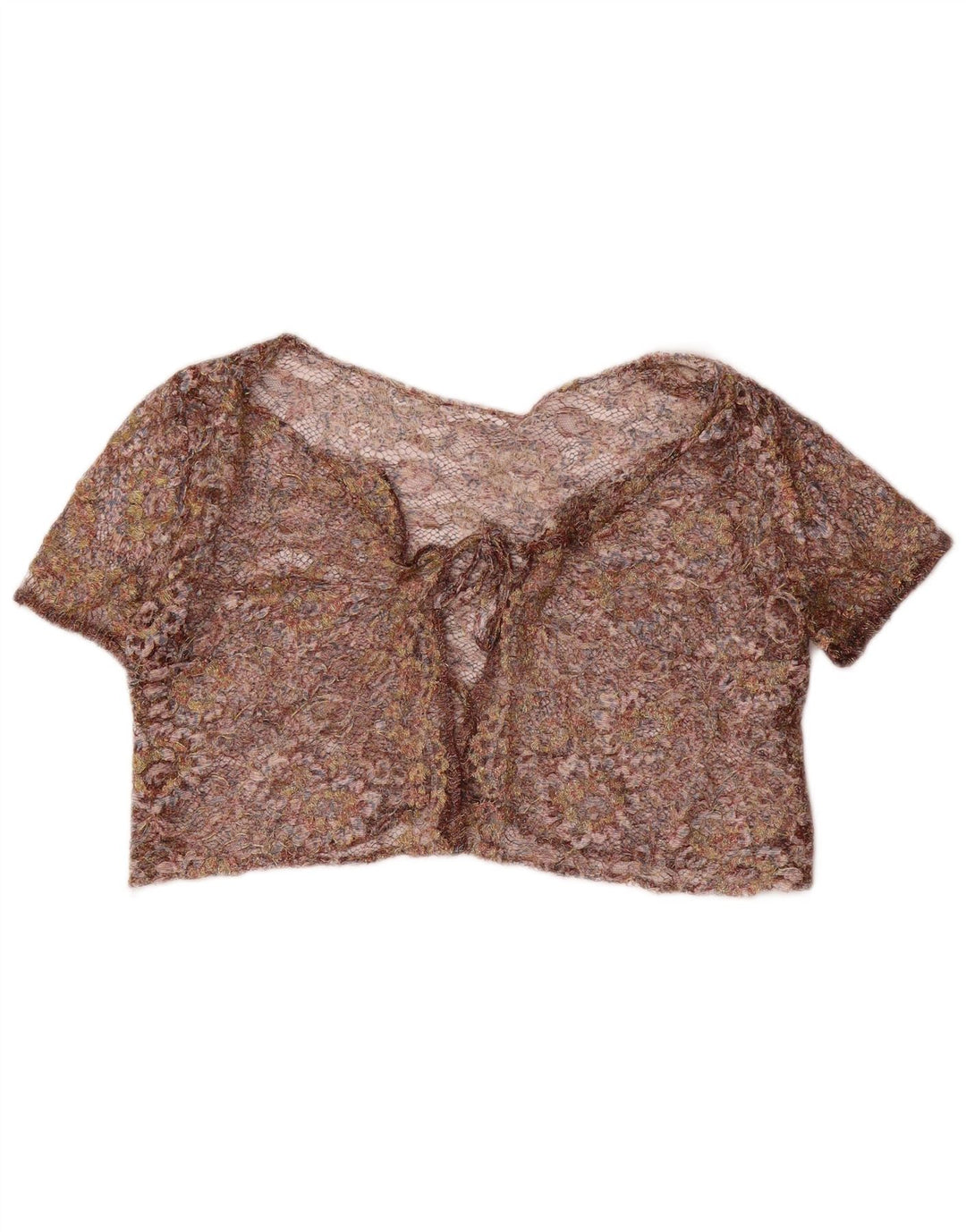 Top Bolero corto da donna vintage UK 12 medio floreale multicolore