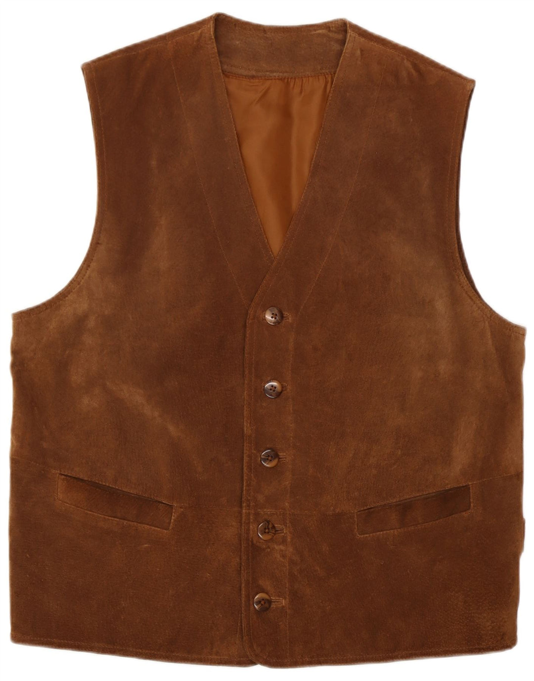 Gilet da uomo in pelle scamosciata Front Line UK 40 in pelle marrone medio