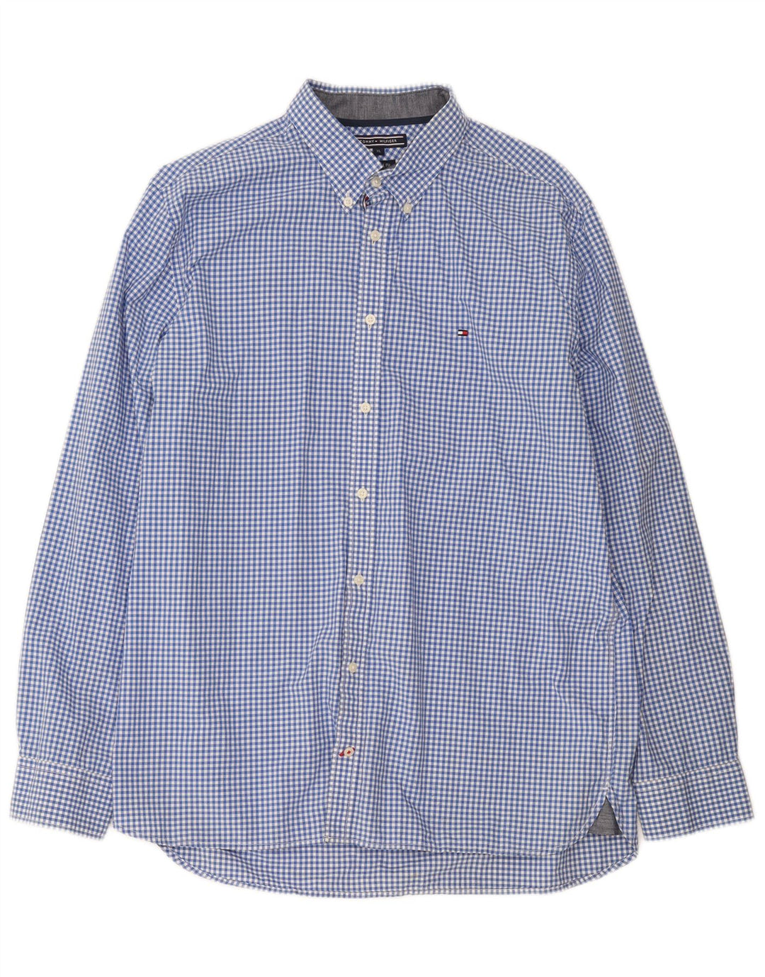 Camicia da uomo Tommy Hilfiger XL in cotone a quadretti blu