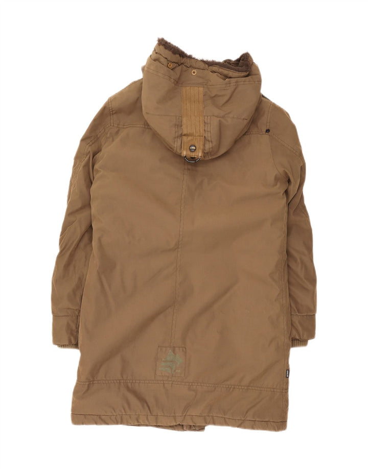 Giacca parka da uomo con cappuccio KHUJO UK 36 piccola poliestere marrone