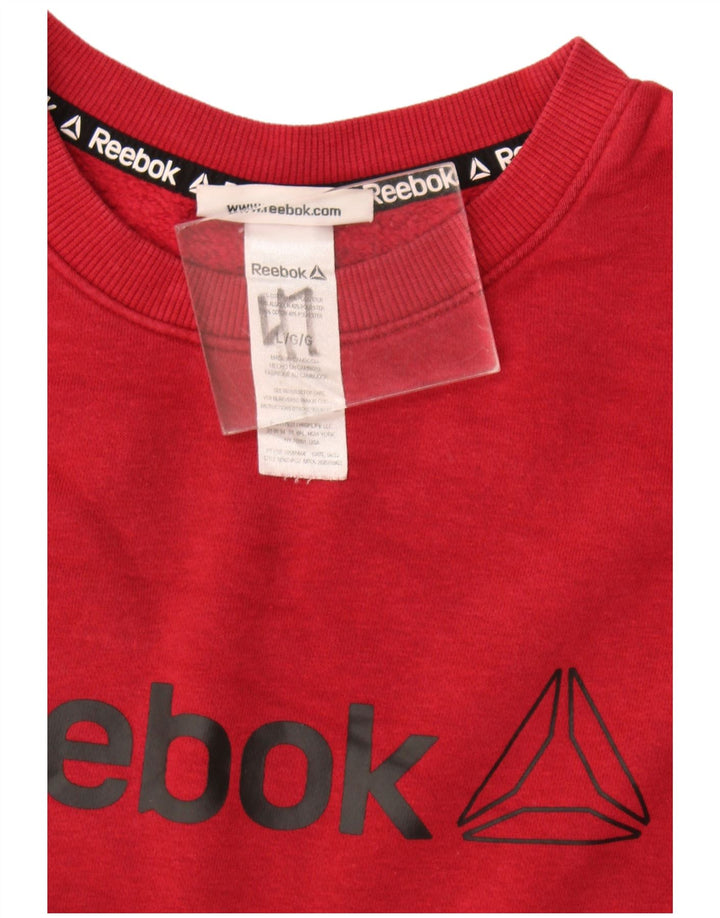 Felpa grafica da uomo Reebok maglione grande in cotone bordeaux