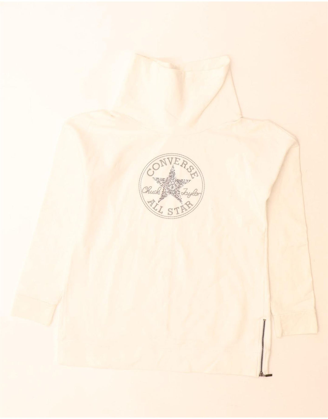 Felpa grafica da donna Converse Jumper UK 16 Large White Cotton