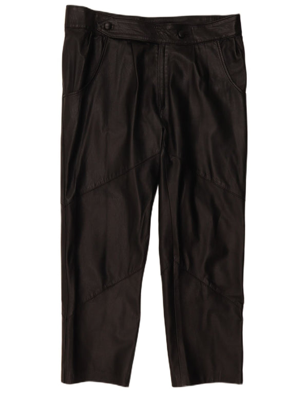 Pantaloni dritti in pelle da donna VINTAGE IT 50 Large W38 L29 Nero