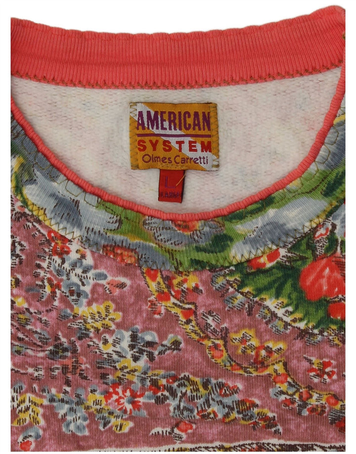 Felpa da donna American System maglione UK 14 grande multicolore