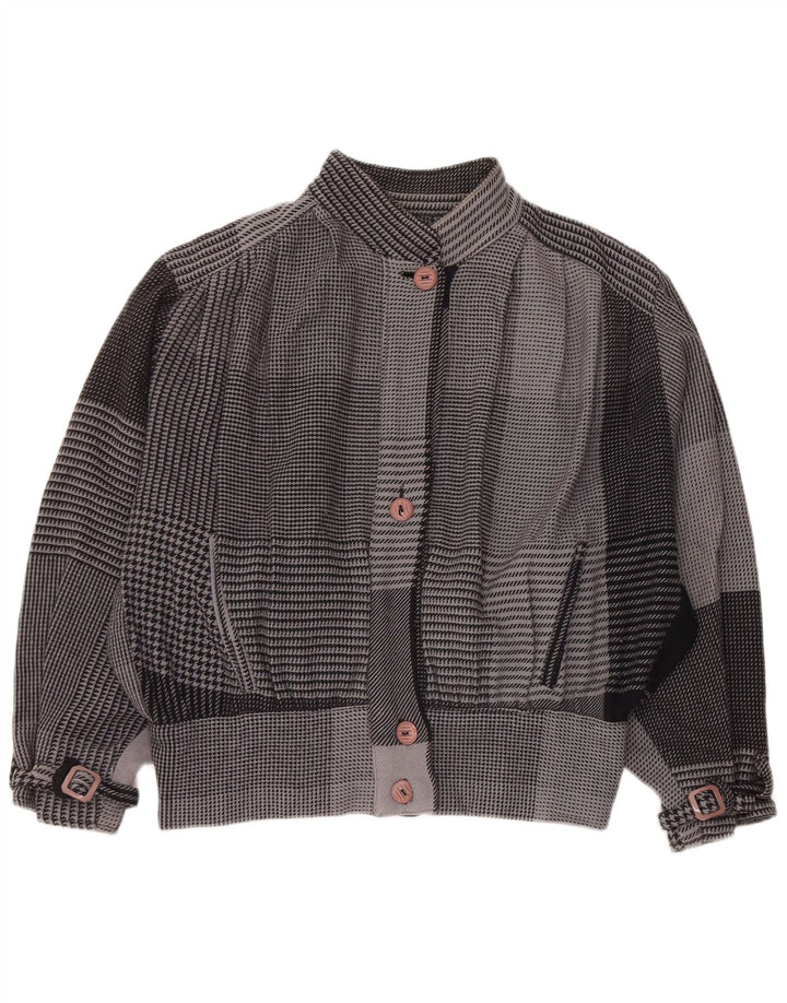 Giubbotto bomber oversize da donna vintage UK 18 XL grigio pied de poule