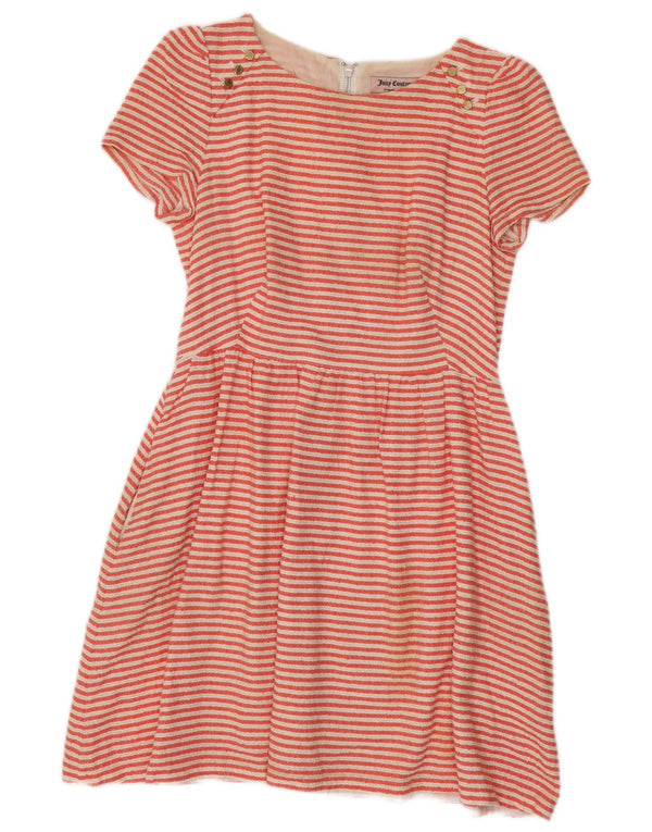 Abito a trapezio da donna Juicy Couture UK 10 Piccolo cotone a righe rosse