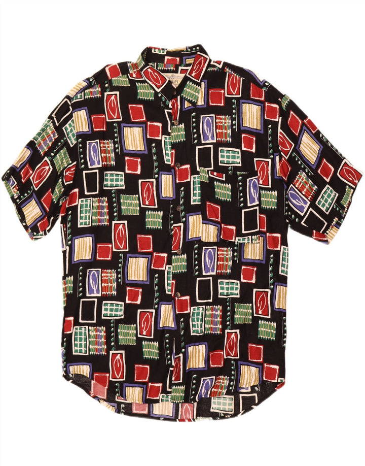 Camicia a maniche corte da uomo Haupt XL Nera geometrica