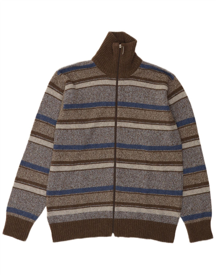 Maglione cardigan da uomo vintage a righe multicolori medie