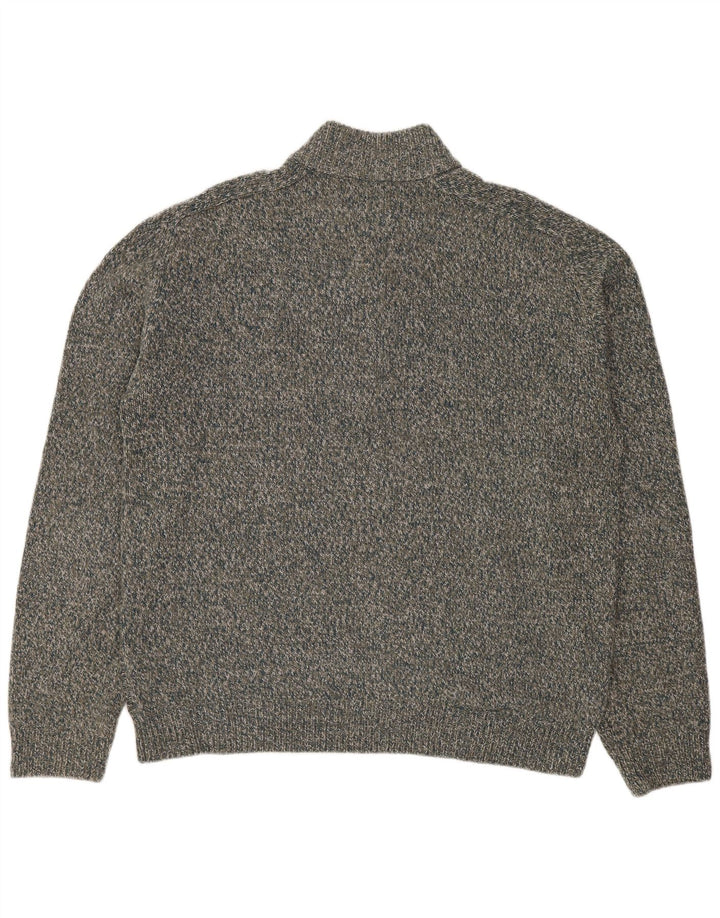 MARKS & SPENCER Maglione da uomo con zip e collo grande grigio screziato