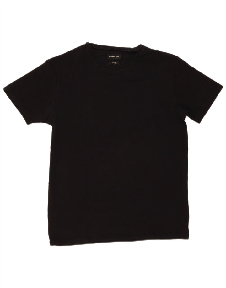 T-shirt da uomo slim fit a maniche corte Massimo Dutti, colore nero medio