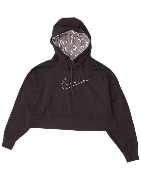 Maglia con cappuccio oversize grafica Nike Dri Fit da donna UK 14 media nera