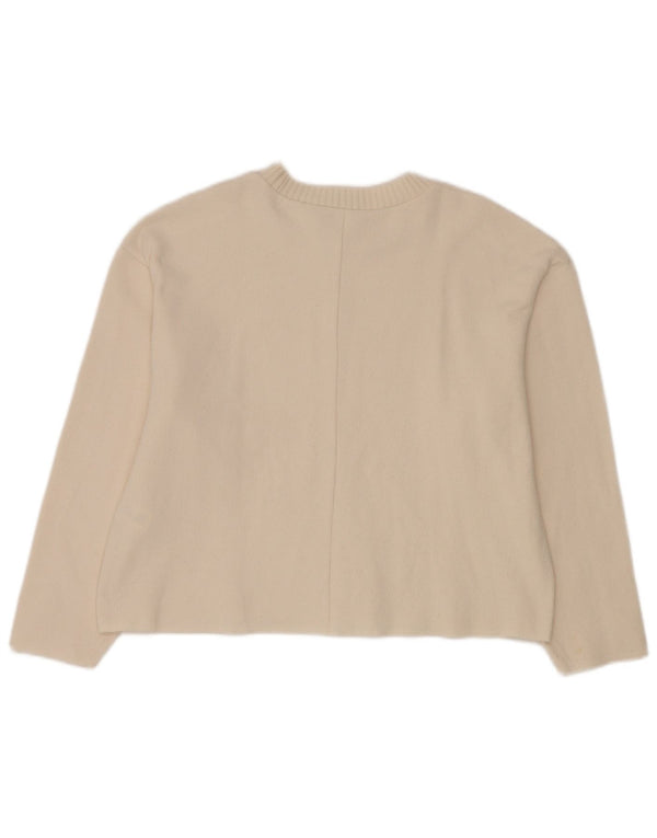 Maglione maglione girocollo da donna Zara UK 14 Poliestere bianco medio