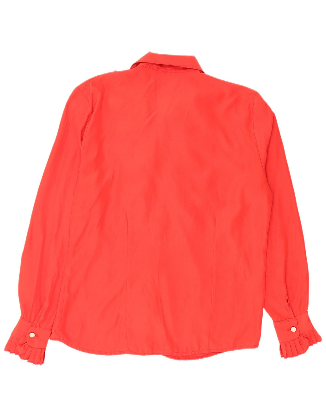Camicia formale vintage da donna con volant sul davanti UK 16 grande viscosa rossa