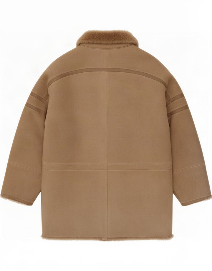 Giubbotto in shearling vintage da uomo IT 50 grande marrone classico