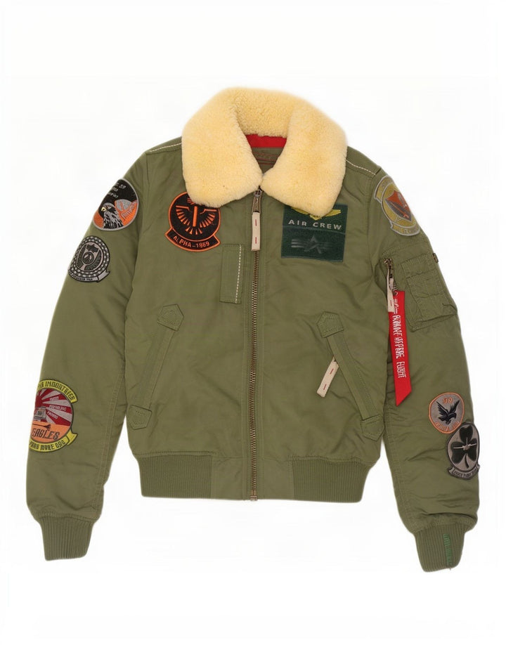 Giubbotto bomber grafico da donna Alpha Industries UK 6 XS nylon verde