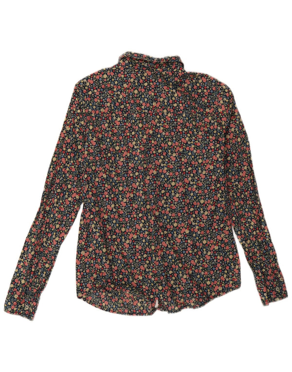 Camicia oversize da donna Benetton UK 6 XS Cotone floreale blu navy