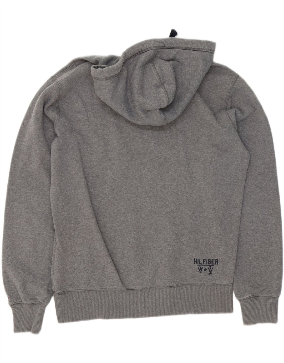 Maglione con cappuccio grafico da uomo Tommy Hilfiger in cotone grigio medio