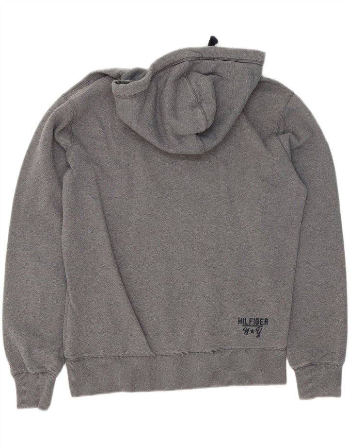 Maglione con cappuccio grafico da uomo Tommy Hilfiger in cotone grigio medio