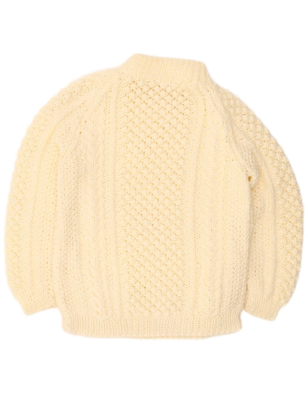 Maglione maglione vintage da donna fatto a mano con collo dolcevita UK 18 XL bianco sporco