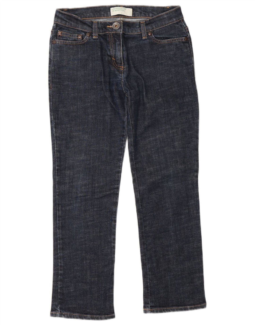 Jeans Cropped Benetton Donna IT 40 Small W26 L25 Blu Navy