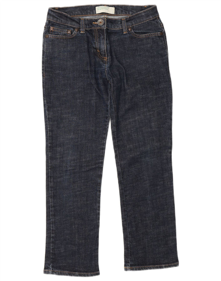 Jeans Cropped Benetton Donna IT 40 Small W26 L25 Blu Navy