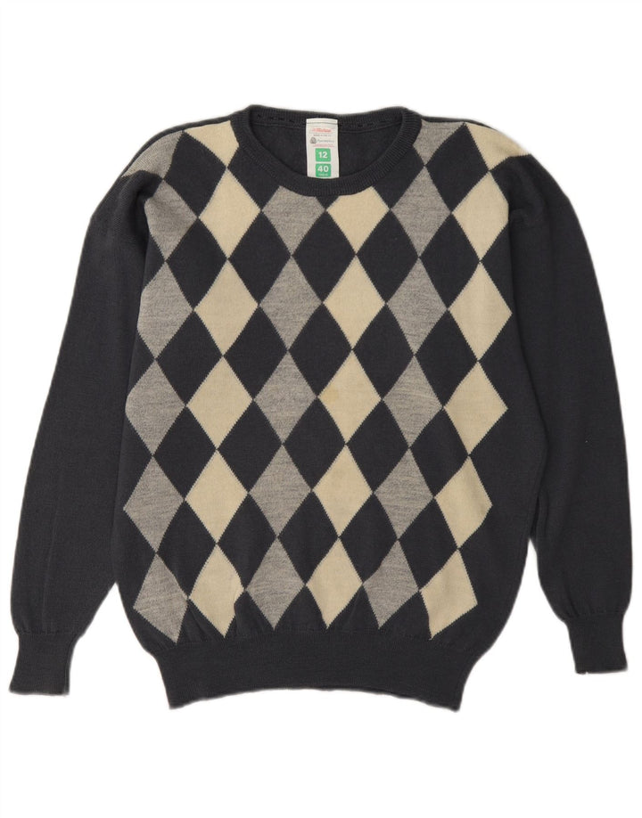 Maglione maglione con scollo a barca da donna St Michael UK 12 Grigio medio Argyle/Diamante
