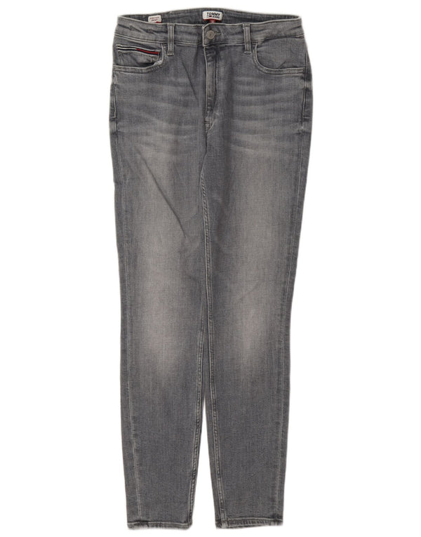 Jeans skinny a vita alta da donna Tommy Hilfiger W30 L30 cotone grigio
