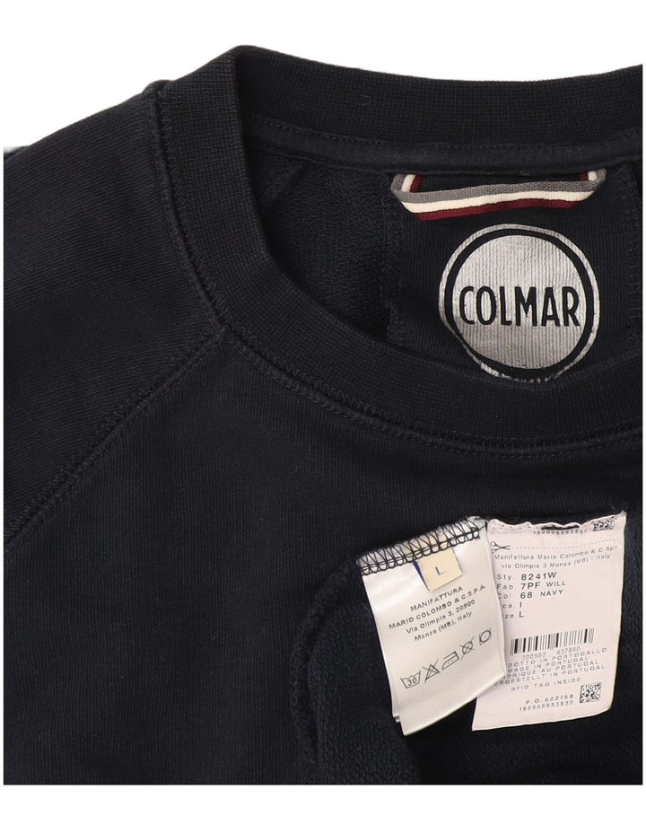 Felpa grafica da uomo Colmar Maglione grande in cotone blu navy